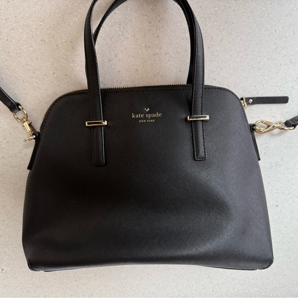 Kate Spade Black Satchel with Structured Design and Top Handles